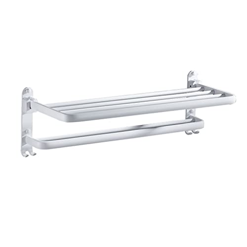 Porte-serviettes pliant en aluminium avec support mural compact