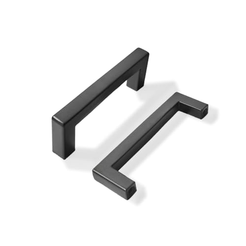 khtumeware 10 Pack 3 inch Center to Center Solid Black Cabinet Pulls Square Bar Drawer Handles Cabinet Handles Matte Black Drawer Pulls Kitchen Cabinet Hardware