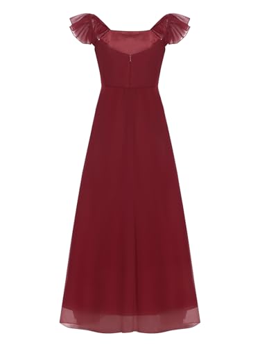 YiZYiF Junior Bridesmaid Dresses for Teen Girls Ruffled Formal Maxi Chiffon Flower Girl Dresses Wedding Guest Party Gown4