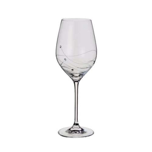 Dartington Crystal Glitz Wine Glass, Set of 2 | All Purpose Wine Glass Embellished with Crystals