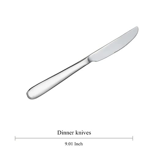 Koleep Dinner Knives Pack For 12, Stainless Steel 12-Piece Table Steak Knives Set (Silver 9 Inches) #TOP6