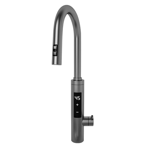 Grifo calentador de agua instantáneo de 3400 W, grifo de agua caliente eléctrico de cocina de acero inoxidable 304 con pantalla digital de temperatura LED, grifo de calentamiento rápido de 220 V con