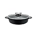 ELO, colo Cacerola de cocina inducción aluminio fundido baja, 24cm. ALUCAST, con fondo encapsulado y tapadera de cristal, color negro, transparente y plateado, Ø24x7,5cm,1ud, 2.3 litros, Acero