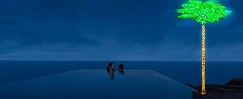 Palm Trees for Outside Patio Decor, 8FT 300LED Lighting Artificial Palm Tree with Coconuts, Outdoor Pool Tropical Decorations for Home Party Hawaiian Jungle Christmas Nativity Beach Garden Park