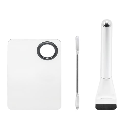 YUYUDEHM Makeup Accessories Set, Makeup Mixing Palette, Foundation Brush, Spatula Tool (Silver)