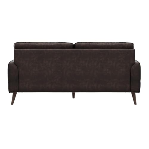 Image of Wakefit 3 Seater Sofa | 5 Year Warranty | Brown Leatherette Sofa for Living Room - Azores(Robin : Brown)