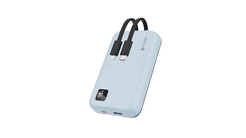 Mazer EGLINK10.0TRIO 10000mAh/38.5Wh Power Bank PD20W Fast Charging Flight-Approved Portable Charger with USB-A & USB-C Ports Built-in USB-C & Lightning Cable for iPhone Samsung Xiaomi Oppo (PB)