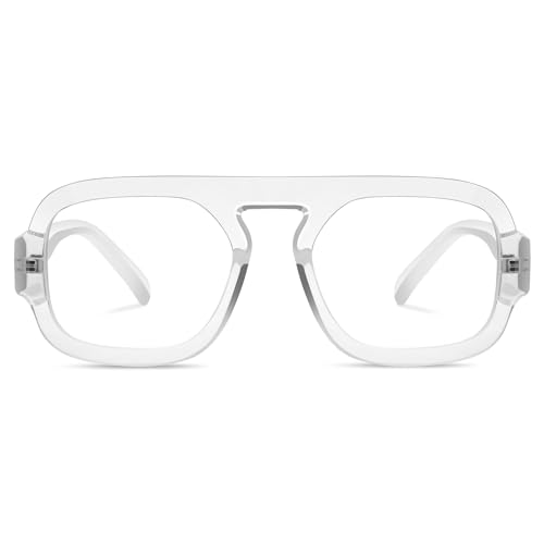 Image of Aviator Blue Light Blocking Glasses for Women Men Square Flat Top Computer TV Eyeglasses Anti Eyestrain