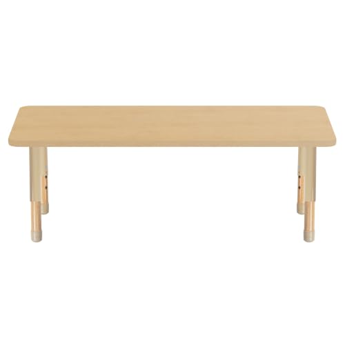 Image of 24 inch x 60 inch Rectangle Kids Classroom Table with Adjustable Chunky Wood Legs