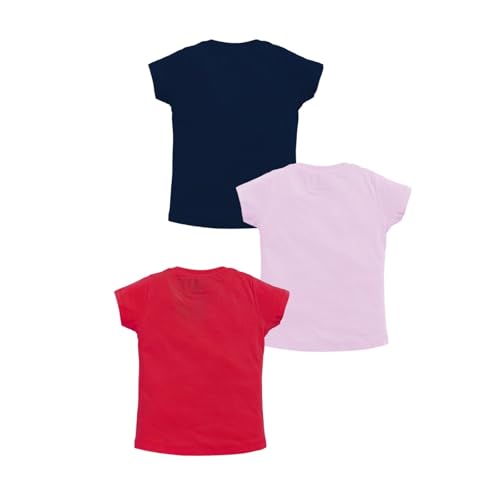 Image of Amazon Brand - Jam & Honey Baby-Girls Half Sleeve Graphic Printed T-Shirt | Round Neck | Regular Fit | Cartoon Characters (Available from 1-14 Years) (Pack of 3)