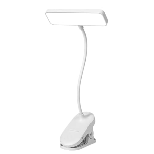 GVANCA Desk Lamp 3 Color Modes LED Reading Light with Clamp Gooseneck Book Light for Kids at Night Clip (White)
