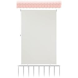 Toldo Enrollable Exterior Relaxdays Toldo Vertical 240x140cm, Estor Exterior con Cadena, Protección Sol y Viento, Balcón, Terraza, Jardín, Beige, Poliéster de Aluminio, 240 x 140 cm