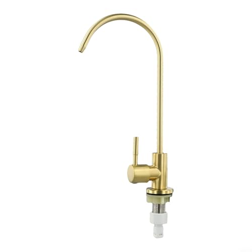 Aprilsunnyzone Purificador de agua de acero inoxidable de 4 puntos para fregadero de cocina, entrega agua potable filtrada con control de palanca única fácil de usar (dorado)