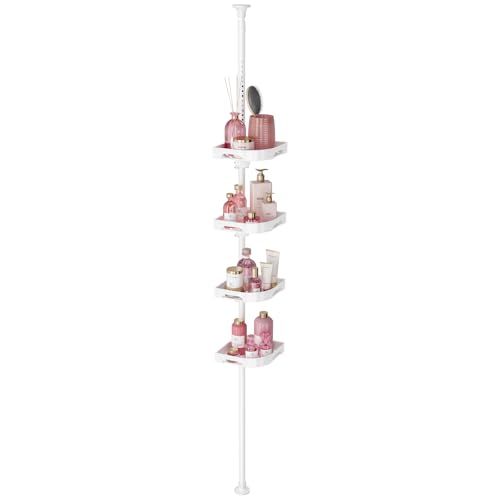 akinbas Tension Pole Shower Caddy Organizer with 4 Tier L-Shaped Rust Resistant Bathroom Corner...