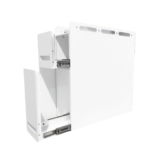ラッキーシン 【Amazon.co.jp 限定】【完成品】隠せる調味料ラック 2段 約幅14×奥行50×高さ52cm 引き出し式 コンロ横ラック キッチン収納 転倒防止 大容量 ボトル 省スペース 隙間収納 キッチンサイド スパイス 台所用 調味料ストッカ
