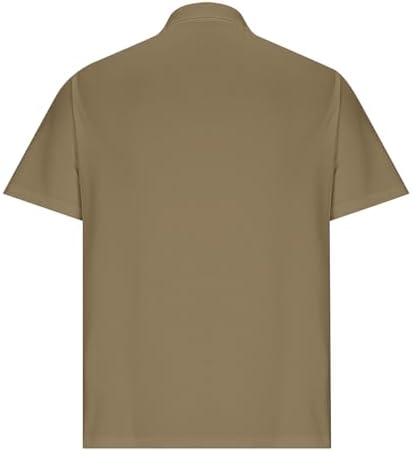 Mens Classic Buttons Shirts Short Sleeve Collared T-Shirt Athletic Slim Fit Pullover Casual Sun Protection Golf Top Khaki - 4
