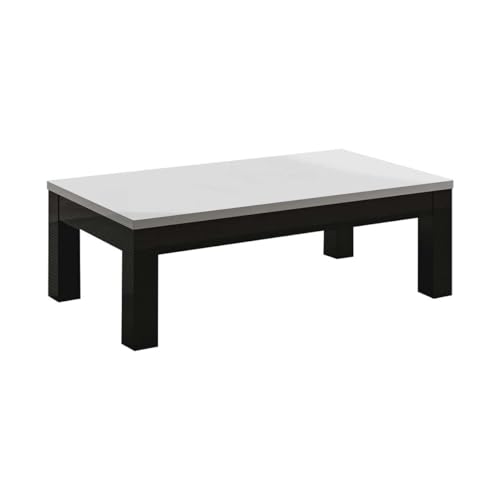 AltoBuy DEYTON - Table Basse L127cm Laquée Noir et Blanc Brillant