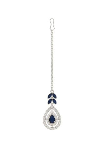Image of I Jewels Silver Plated Elegant Leaf Motif Necklace Set with Earrings & Maang Tika for Women