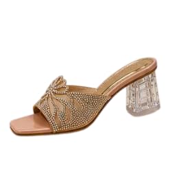 Women's Crystal Embellished Mule Sandals with Clear Block Heel-image-10