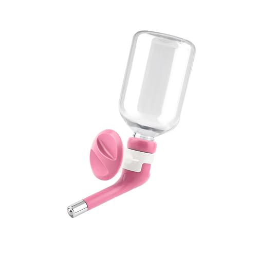 Andiker Dog Water Bottle for Crate, No-drip 350ml Dog Water Dispenser Adjustable and Detachable Installed on The Kennel Cage Water Bottle for Dogs and Puppy Drinking Water (Pink)