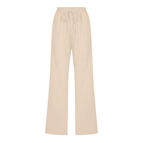 bmkBWO Linen Pants Women Summer,Cotton Linen Straight Leg Petite Casual Pants with Pockets Comfy Lounge Pant 20254