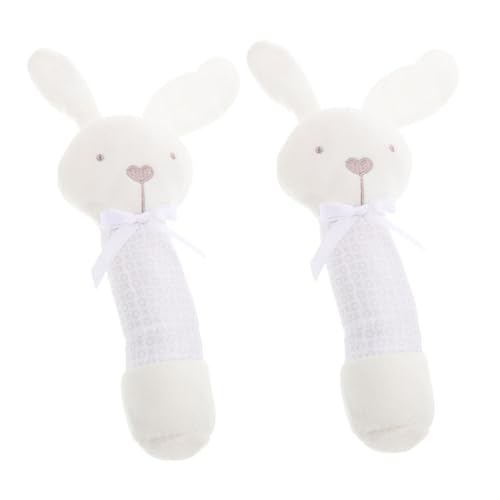 Hohopeti 2個カートゥーン動物ラトルおもちゃ ウサギ型 手で振れるベビーシェイカー ちゃん用ぬいぐるみラトル 新生児から幼児向け 軽量 持ち運び便利 耐久性素材