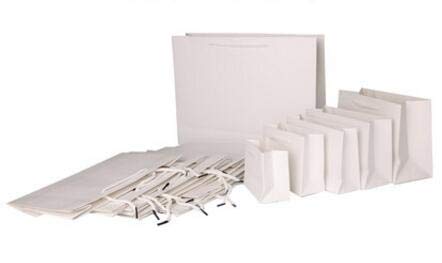 10 Uds Bolsa de Papel de Regalo Bolsa de Compras de Ropa de Regalo Papel Kraft Color sólido Negro Blanco Rosa