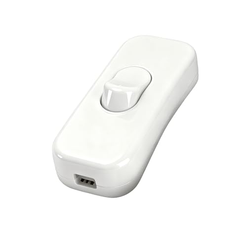 Powice Zwischenschalter Schnurschalter Schalter 230v Kabelschalter Geeignet für 2- und 3-adrige Netzkabel und Kleingeräte oder Leuchten Kippschalter Weiß