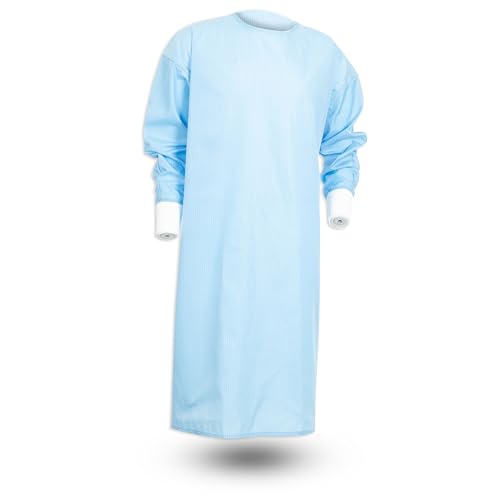 AAMI Level 2 Isolation Gown ISO4758-LB, Light Blue, Back Ties, Anti-Static, 47