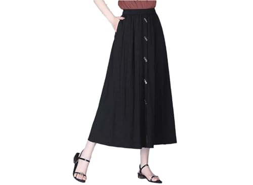 Women Slimming Elastic Waist Casual Long Skirt Women's Draped A- Line Mini Flared Half-Length Skirts