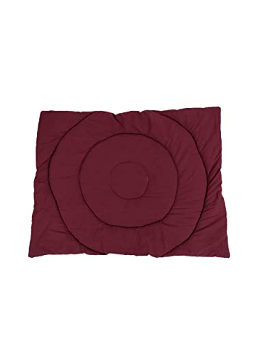 Image of Solid Cotton Quilted Rectangle Pet Bed Mattress | Washable Padded Pet Bed| Light Weighted Dog Mattress (Small) Maroon
