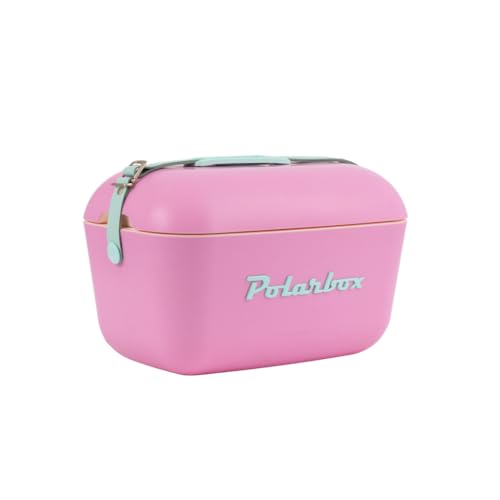 Kreher Kühlbox Passive Kühlbox Kühltaschen Polar in Retro Vintage Design aus Kunststoff mit polystyrol (Airpop) thermische Isolierung (Candy Pink 12 L)