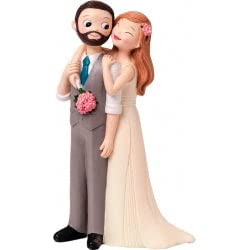 Gâteau Topper Mariée embrasse Marié à Barbe pour Décoration de Mariage Réaliste