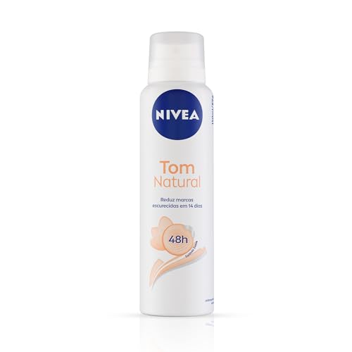 NIVEA Desodorante Antitranspirante Aerossol Tom Natural 150ml - Proteção prolongada de 48h, fórmula 3 em 1: clareia, previne e protege contra manchas, cuidado suave, pele mais clara em 2 semanas