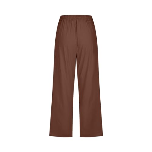 Womens Capri Linen Pants Summer 2025 Casual Drawstring High Waisted Straight Wide Leg Travel Dressy Cropped Trousers3