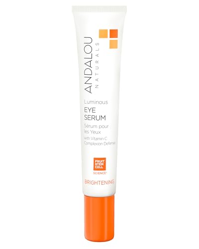 Andalou Naturals Luminous Eye Serum - Illuminating Under Eye Moisturizer for Dark Circles and Puffiness - With Vitamin C & Caffeine for a Rejuvenated, Youthful Appearance - 0.6 Oz