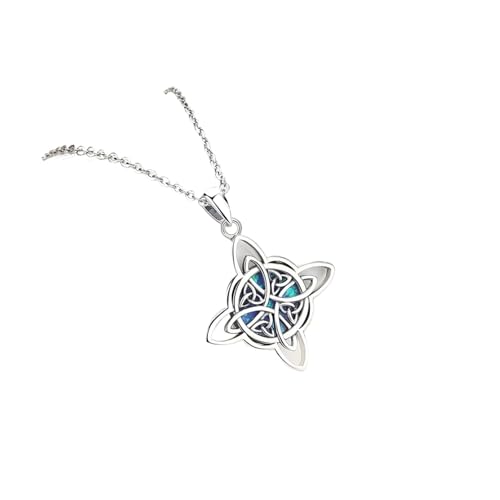 Collier nœud celtique argent 925 amulette Wicca opale sorcellerie mixte