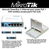 Mikrotik RB750P-PBr2 PowerBox outdoor 5 Ethernet port router with PoE (1-UNIT) + RB951Ui-2nD hAP wireless access point PoE (4-UNITS)