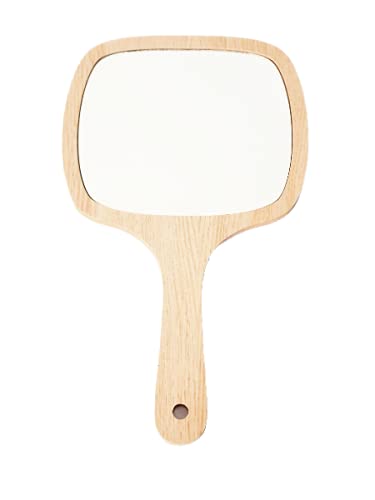 Big Rectangle Shape Wooden Handheld Beauty Makeup Mirror for Bathroom, Dressing Table/Shaving/and for Travel kit 11inch x 6 inch-image-16
