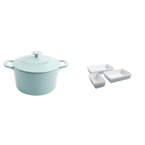 MARTHA-STEWART-Gatwick-7-QT-Enamel-Cast-Iron-Dutch-Oven-Martha-Blue-3-Piece-Oven-to-Table-Stoneware-Bakeware-Baking-Dish-Casserole-Set-Dusty-Blue MARTHA STEWART Gatwick 7 QT Enamel Cast Iron Dutch Oven Martha Blue 3 Piece Oven to Table Stoneware Bakeware Baking Dish Casserole Set Dusty Blue