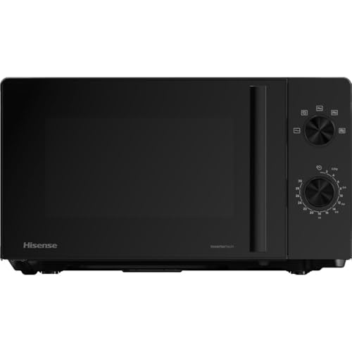 Hisense H20MOBP1HIUK Four à micro-ondes inverseur 700 W 20 litres Noir Dégivrage automatique 5 niveaux de puissance Facile à nettoyer 24,1 x 43,4 x 32,9 cm