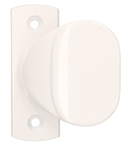 KOTARBAU® Pomo de puerta, Pomo de bola con placa rectangular, Tirador redondo de puerta, Recubierto de polvo, Blanco, Pomo fijo, Agarre cómodo