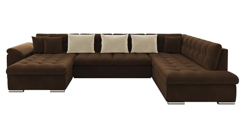 Mirjan24 Eckcouch Ecksofa Niko, Design Sofa Couch mit Schlaffunktion U-Sofa Große Farbauswahl Wohnlandschaft (Ecksofa Links, Magic Velvet 2299 + Magic Velvet 2250)
