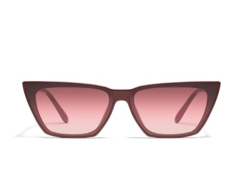 Quay - Womens Sunglasses, Cat Eye Lenses with UV Protection, Oversized Sunglasses (Bad Habit, Oxblood)