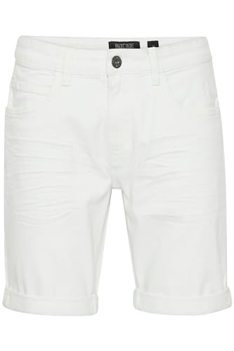 Indicode IDQuentin Herren Jeans Shorts Kurze Denim Hose im Stretch Eingriffstaschen Destroyed-Optik Baumwollmischung Regular fit, Größe:L, Farbe:Off-White (002)