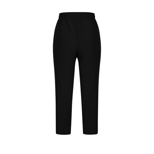 Image of ABABC Linen Capri Pants for Women Casual Straight Wide Leg Capri Pant Loose Lightweight Drawstring Beach Cropped Trousers