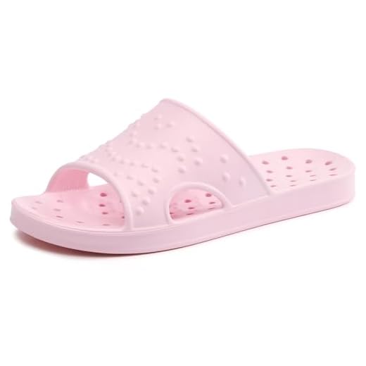 Shower Sandal Slippers Quick Drying Bathroom Slippers Gym Slippers Soft Sole Open Toe House Slippers, Pink, 7.5-9 Women / 6.5-8 Men