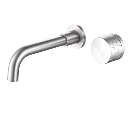 Brass Brushed Nickel Bathroom Faucet With Simple Embedded Design And Dual Hole Hot And Cold Water Basin Mixer(Brushed Gold)