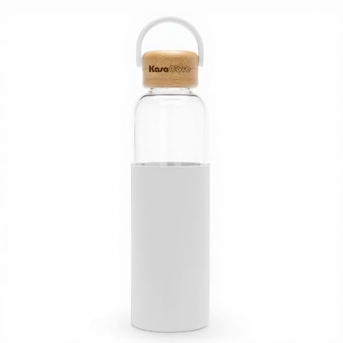 Image of Premium Borosilicate Glass Water Bottle with 500 ml | Silicone Sleeve Bamboo Lid | BPA Free Design | Ideal for camping, Busy Office days, Yoga Sessions & Travel use | Leak-Proof Cap