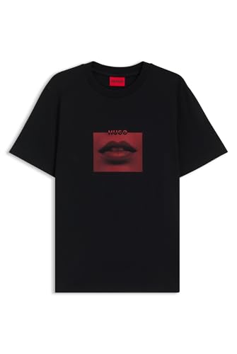 T-Shirt en Jersey de Coton à Motif Lèvres HUGO Homme Deterni Col Rond Manches Courtes